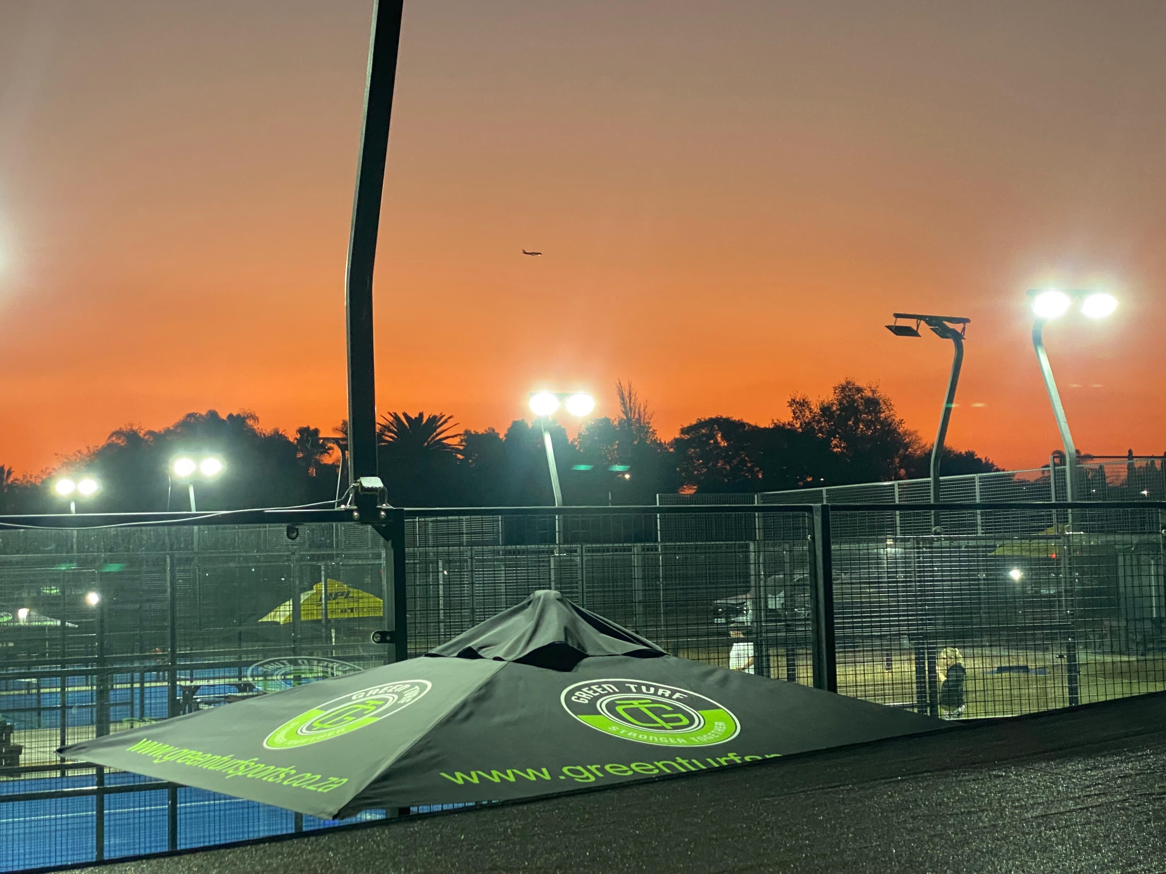 Padel courts at sunset